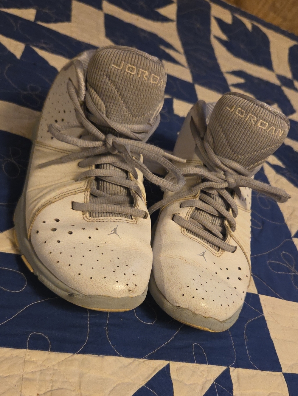 Jordan Kids White and Gray High-Top Sneakers